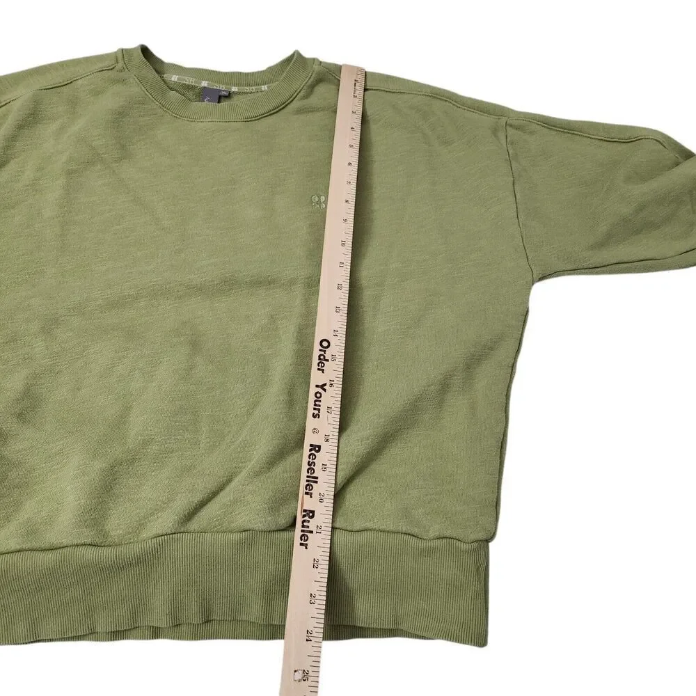 Sweaty Betty‎ Sweater Womens XL Green Pullover Essentials Cotton Longsleeve Logo - Picture 8 of 8